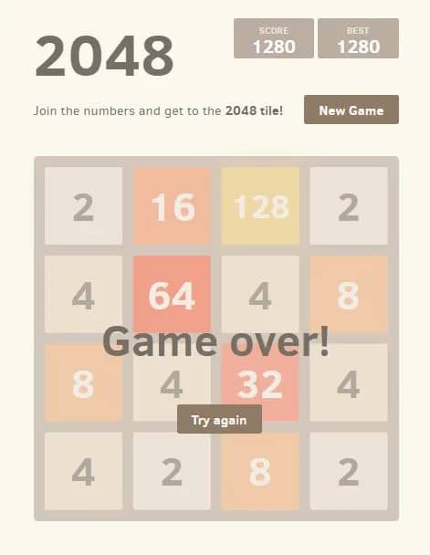 2048 game over